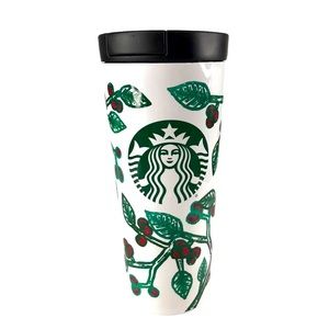 Starbucks 2016 Tumbler Holly Berry Christmas Travel Mug 16oz Stainless Steel